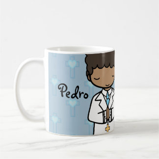 Caneca De Café Nome azul do Primeiro Sagrado Menino da Comunidade