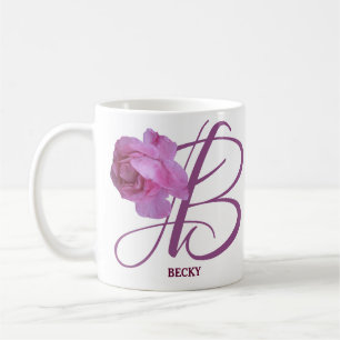 Caneca De Café Nome Becky personalizável, cor-de-rosa rosa, flore