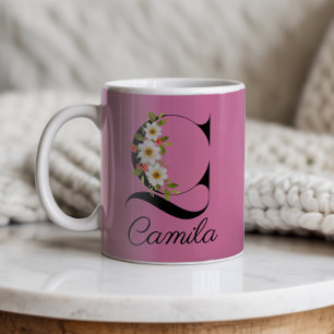 Caneca De Café Nome bonito floral do jardim Mug