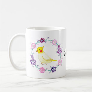 Caneca De Café Nome Bonito personalizado da Cockatiel Lutino