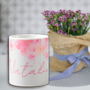 Caneca De Café Nome branco do Wildfloral da Watercolor