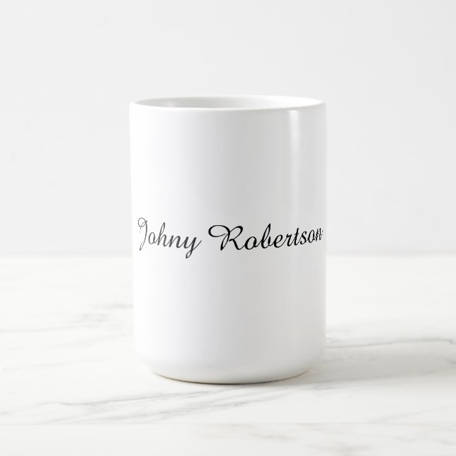 Caneca De Café Nome Caligrafia Simples Elegante Profissional Mode (Centro)