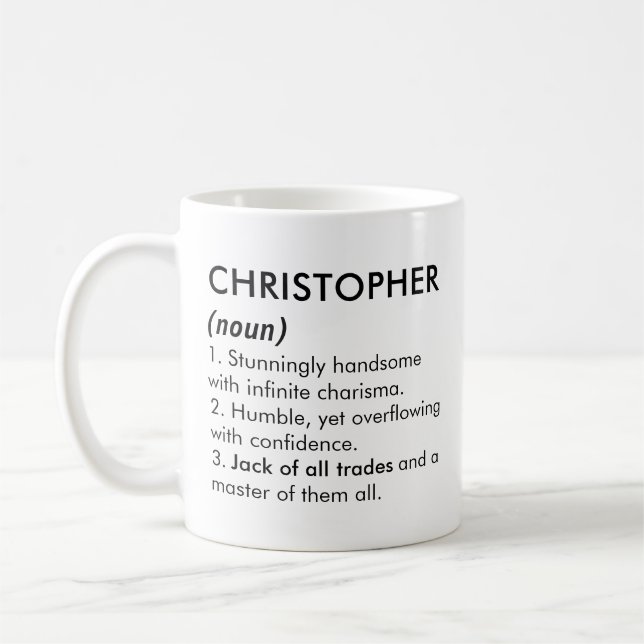 Caneca De Café Nome Christopher, Nome editável, Nome personalizad (Esquerda)