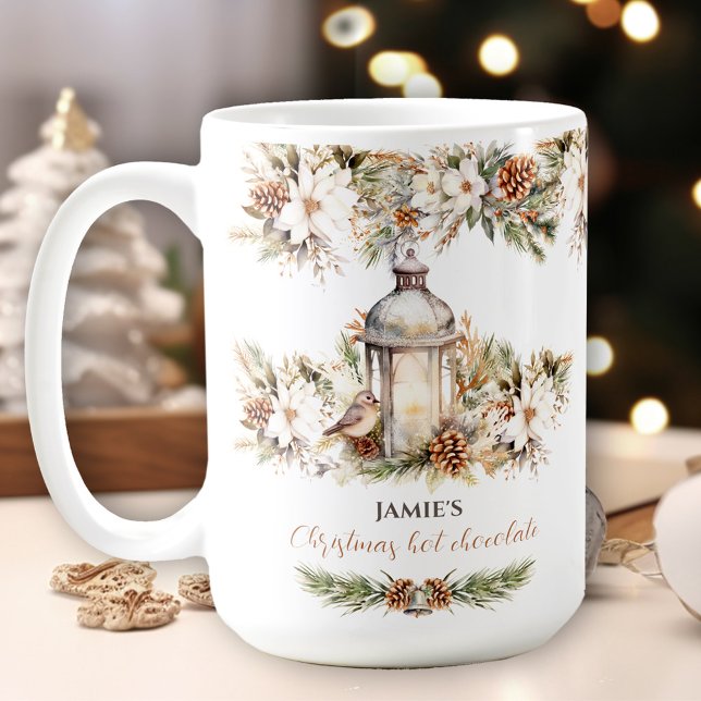 Caneca De Café Nome clássico elegante Chocolate quente Natal gran (Elegant Classic Name Hot Chocolate Christmas Large Coffee Mug)