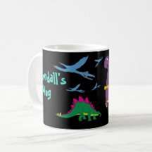 Nome Colorido da Criança Dinossauros Black Mug