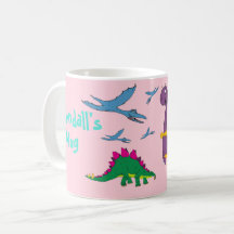 Nome Colorido Dinossauros Pastel Pink Mug
