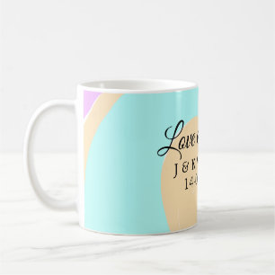 Caneca De Café Nome colorido do casamento de mármore com amor e o