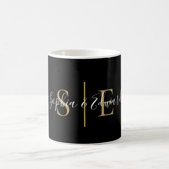 Caneca De Café Nome com Monograma Preto e Dourado em Letra de For (Centro)
