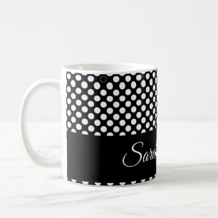Caneca De Café Nome com Pontos Pretos e Brancos Minimalistas Pers