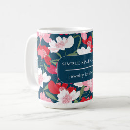 Caneca De Café Nome Comercial da Companhia Floral Vermelha Azul C