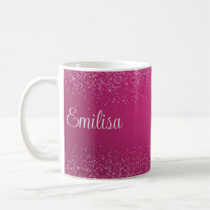 Caneca De Café Nome cor-de-rosa personalizado de cinza cerâmica