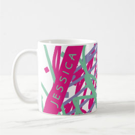 Caneca De Café Nome Cor Rosa Formas de Teal Roxo Formas de Doces 