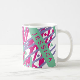 Caneca De Café Nome Cor Rosa Formas de Teal Roxo Formas de Doces 
