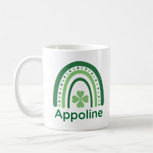 Caneca De Café Nome da Appoline Clover Boho Rainbow