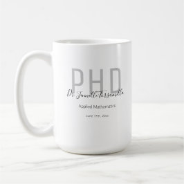 Caneca De Café Nome da Cinza Negra do Keepsasaame do formando PhD