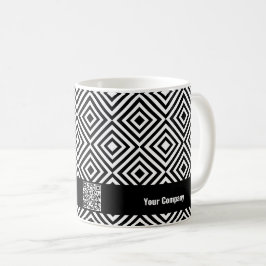 Caneca De Café Nome da Empresa Código QR Site Preto e Branco Padr