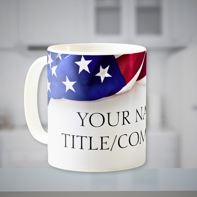 Caneca De Café Nome da empresa da bandeira americana  (American Flag Company Name Coffee Mug)