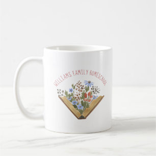 Caneca De Café Nome da escola doméstica, mamãe Flores, Livro de M