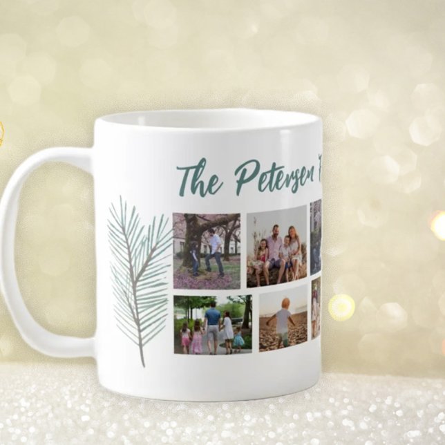 Caneca De Café Nome da família 10 foto colagem Feliz Natal (Criador carregado)