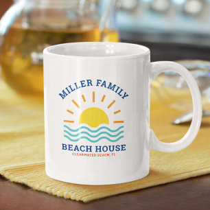 Caneca De Café Nome da família correspondente Summer Sunset Beach