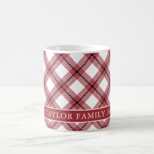 Caneca De Café Nome da Família da Casa de Campo em Xadrez Argyle