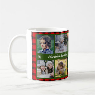 Caneca De Café Nome da família de colagem de fotos da família na 