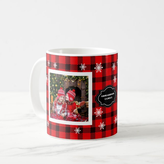 Caneca De Café Nome da família de colagem de fotos da família xad (Frente Esquerda)