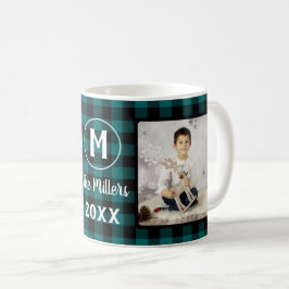 Caneca De Café Nome da Família de Feriados da Xadrez Verde 2 Ano 