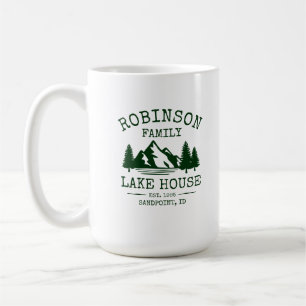 Caneca De Café Nome da Família Lago House Floresta Árvores Verdes