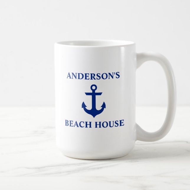 Caneca De Café Nome da família náutica Casa de praia Anchor Grand (Direita)