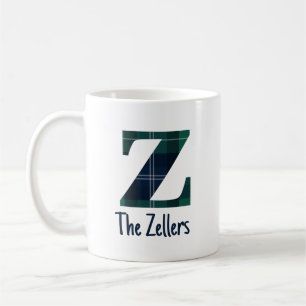 Caneca De Café Nome da Família ou Nome da Empresa Plaid Letra z I