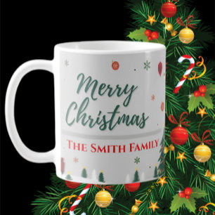 Caneca De Café Nome da família personalizada Elegante e Natal do