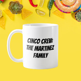 Caneca De Café Nome da Família Personalizado Cinco Crew