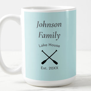 Caneca De Café Nome da família personalizado da casa do lago ano