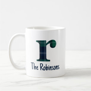 Caneca De Café Nome da Família Xadrez Minúsculo Letra r Inicial
