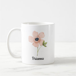 Caneca De Café Nome da Flor em Aquarela Rosa