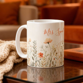 Caneca De Café Nome da Flor Silvestre Corada Apreciação de Profes