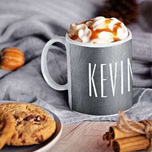 Caneca De Café Nome da fonte magra, Texturizado Metal 11oz ou 15o