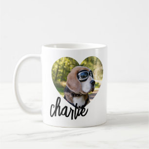 Caneca De Café Nome da Foto do Pet Modern Heart