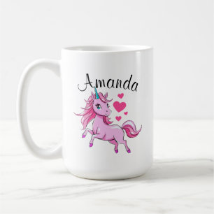 Caneca De Café Nome da Garota Unicorn de Salto Rosa Vibrante