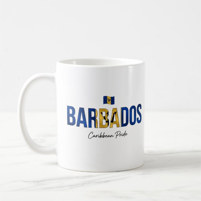 Caneca De Café Nome da Ilha Barbados | Orgulho Diário (Esquerda)