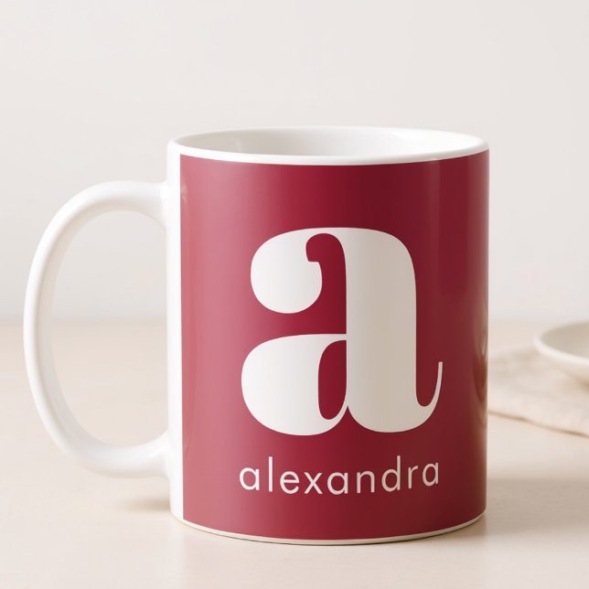 Caneca De Café Nome da Letra Inicial Monograma Rosa Simples Moder (Criador carregado)