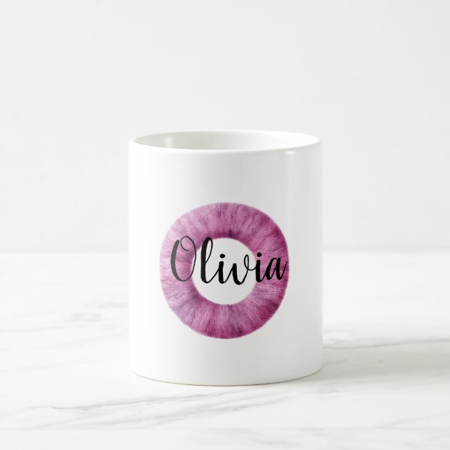 Caneca De Café Nome da letra O acolhedor rosa roxo  (Centro)