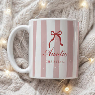 Caneca De Café Nome da Tia Coquete com Letra Manuscrita e Listras