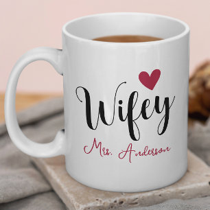 Caneca De Café Nome da Wifey e Aniversário de Casamento