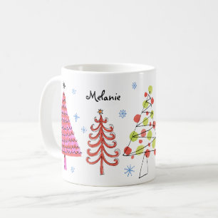 Caneca De Café Nome das Árvores de Natal Rosa-Vermelho