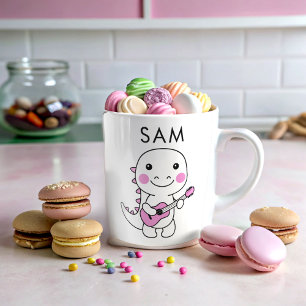Caneca De Café Nome das Crianças dino engraçado personalizado