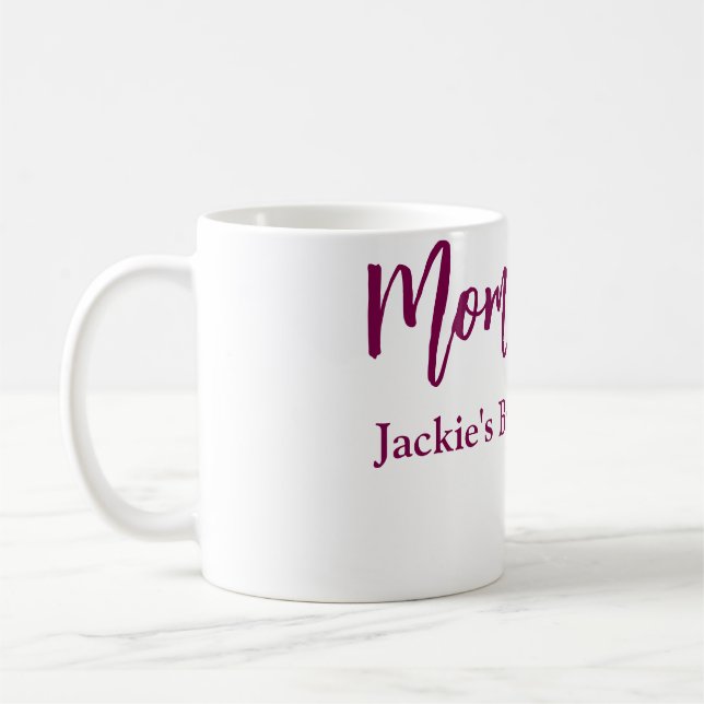 Caneca De Café nome data chá de bebê futura mamãe rosa simples mí (Esquerda)