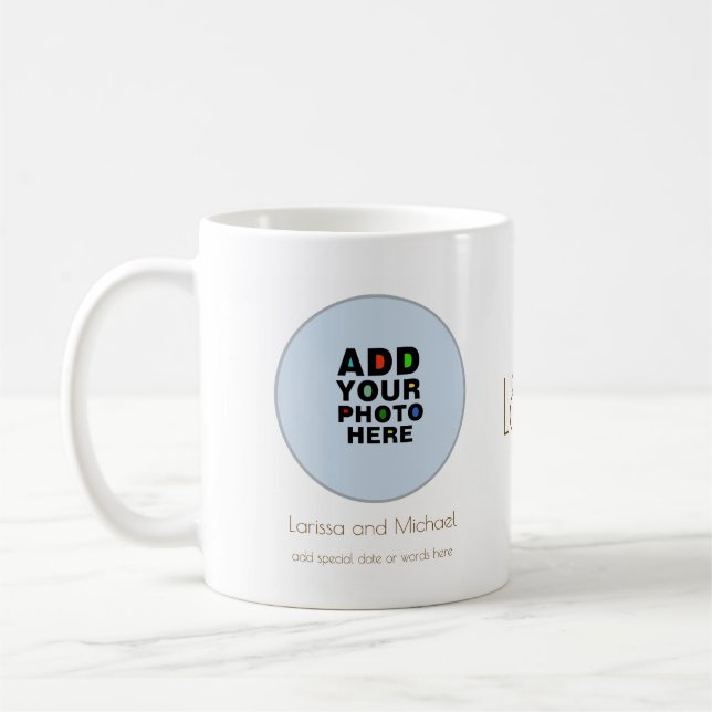Caneca De Café nome, data e branco de foto personalizado (Esquerda)