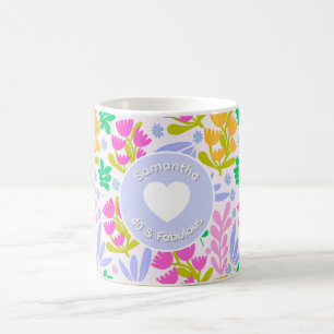 Caneca De Café nome de 40 anos de idade aquarela flores silvestre